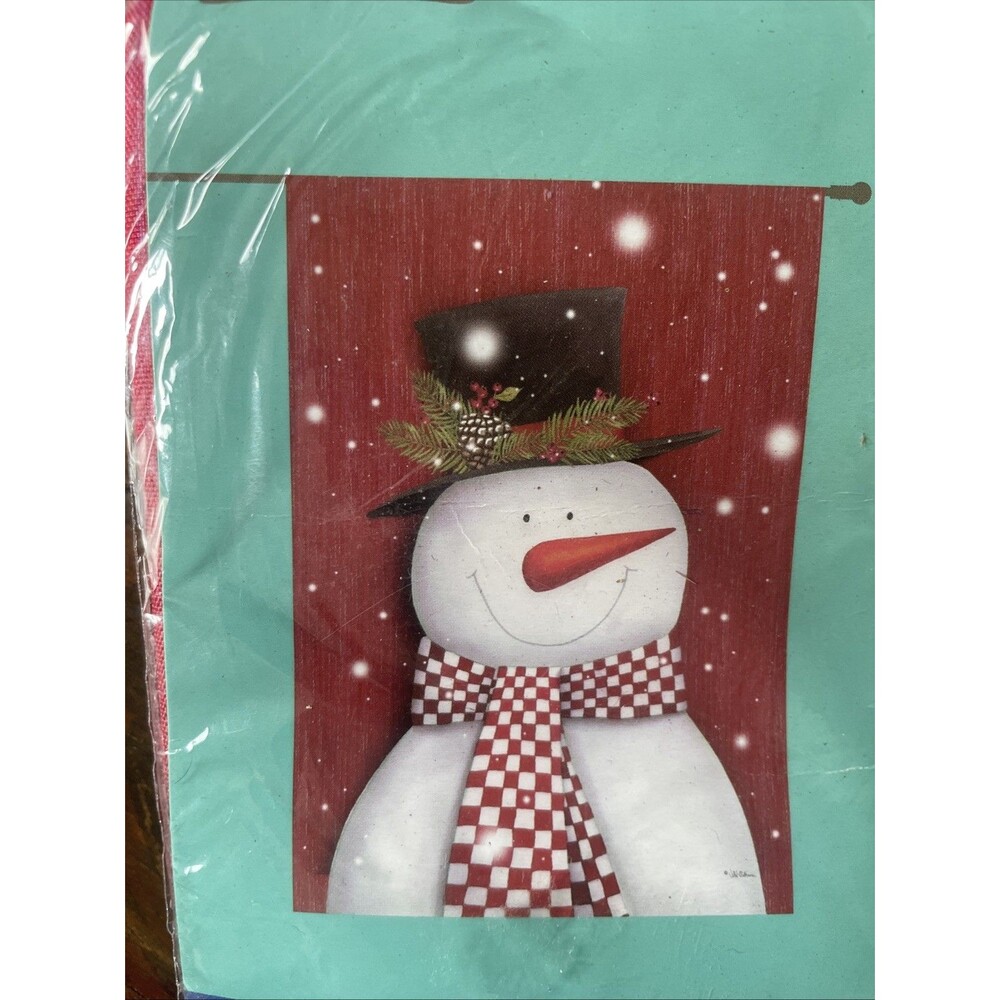 28 x 40" Xmas Christmas Snowman Checkerboard Neckerchief  Yard Garden House Flag